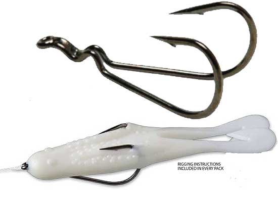 Plastic, soft bodied frogs w/ dual hooks