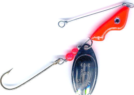 Erie Dearie Walleye Killer , 2/5oz Nickel / Red spinning lure #2233