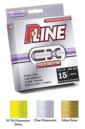 P-Line CX Premium Fluorocarbon Coated Line 15 lb.; Hi-Vis Fluorescent Green; 3000 yds.